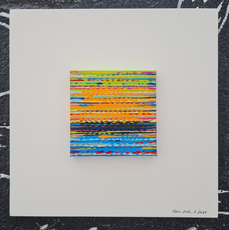 Coloured lines 16 2021, 25x25, Acryl-Lack auf LW, SOLD